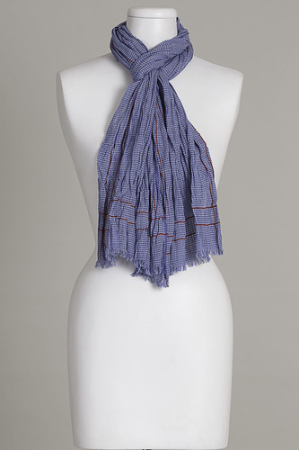Check Scarf - 100% Cotton, 70x180 cm, Short Length with Checked Pattern