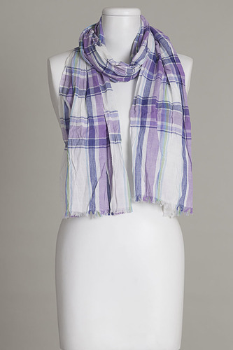 Check Scarf - 100% Cotton, 70x180cm, Purple | Soft Fabric, Stylish Plaid, Lightweight, Durable, Machine Washable