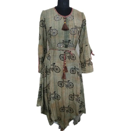 Light Green Cycle Print Kurti