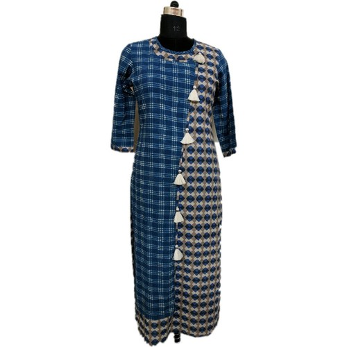 Blue Block Print Kurti