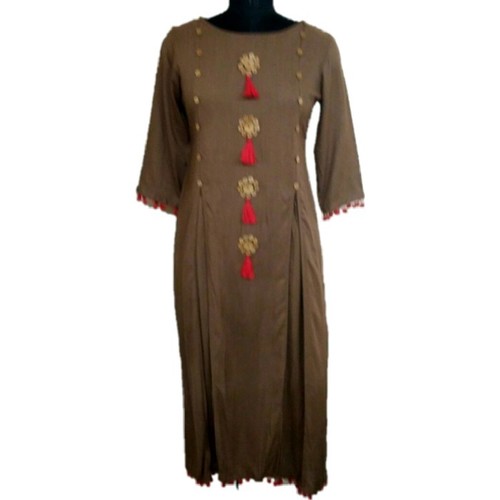 Brown Rayon Designer Kurti