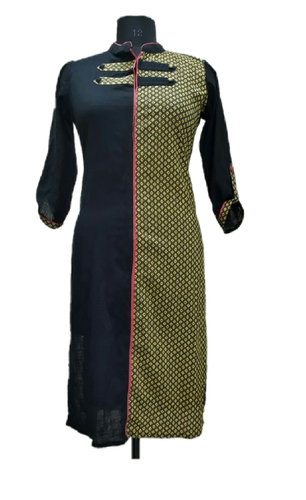 Black & Green Latest Designer Cotton Kurti