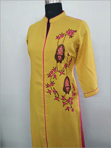 No Fade Yellow Cotton Kurti