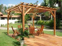 Wooden Gazebo - Polished Brown Wood Finish | Ideal For Cottages And Furniture Use