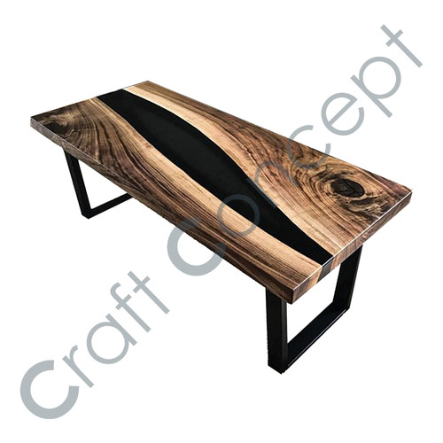 Wood & Metal Coffee Table - Recycled Wood with Iron Frame, No Assembly Required, Eco-Friendly Design, Vintage Multicolored Slats for Contemporary Living Room