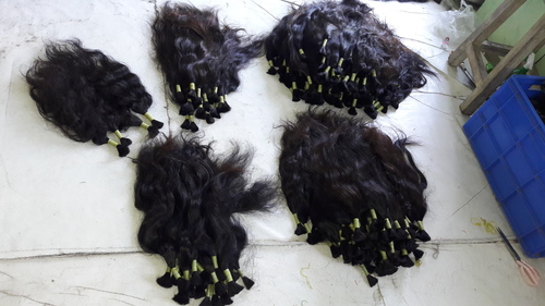 Remy Single Drawn Bulk Hair - Remy Indian Human Hair, Black Color for Baby Girls, Girls, Women