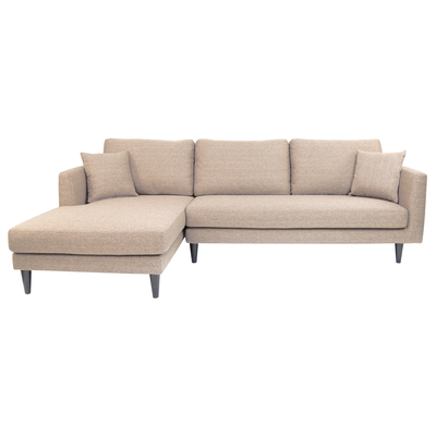 SOFA - Fabric Sectional L270xW160xH80 cm, Brown | Foam Cushions, Comfortable Seating, Wooden Legs