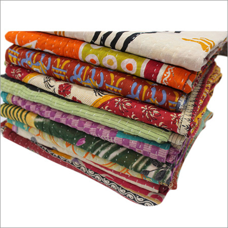 Kantha Quilt Hand Block Print Vintage Kantha Quilt