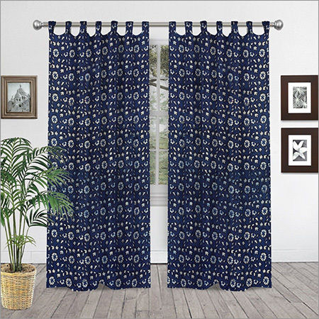 Same As Picture Indigo Blue Block Print Curtain