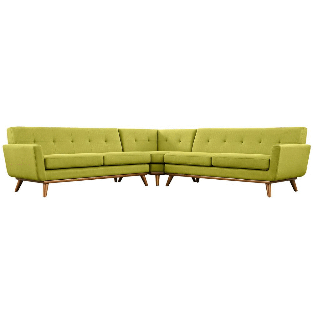SOFA - Fabric, Variable Dimensions, Lime Green | Comfort, Modern Design, Space Saving, Wooden Legs, 1 Year Warranty