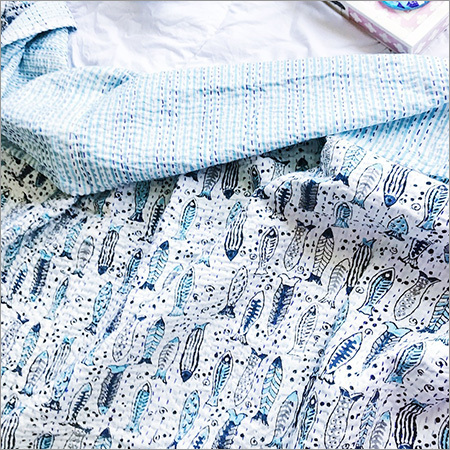 100% Cotton Block Print Kantha Blanket