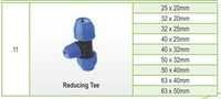 Reducing Tee - PVC , Blue Color, 16 Bar Pressure Rating, 70°C Temperature Rating | Easy Push-Fit Installation, Lightweight, Breakage Resistant 
