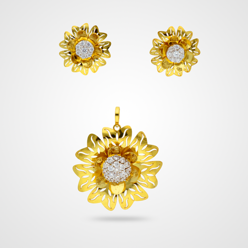 Adria Pendant Set - 22k Yellow Gold, 7.280 Grams | Expertly Crafted, Lightweight, Elegant Design for All Occasions
