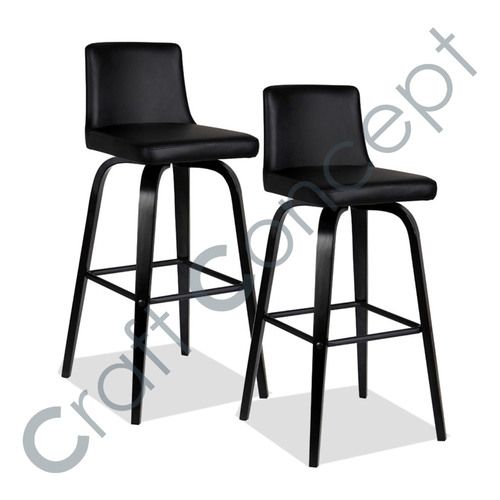 Black Leather & Metal Bar Chair No Assembly Required