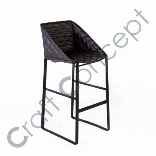 Black Leather & Metal Bar Chair No Assembly Required