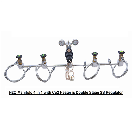 N2o Manifold 4 In 1 With Co2 Heater & Double Stage Ss Regulator