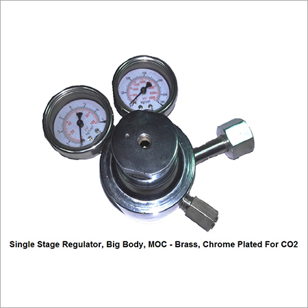 Single Stage Regulator, Big Body, MOC - Brass, Chrome Plated For CO2 Gas