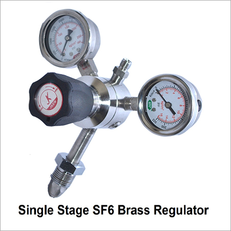 Single Stage SF6 Brass Regulator - Brass, 150x80x50 mm | Pressure Control, Gas Regulation, Variable Outlet Pressure