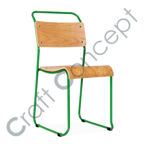 Green Metal & Wood Tram Chair No Assembly Required
