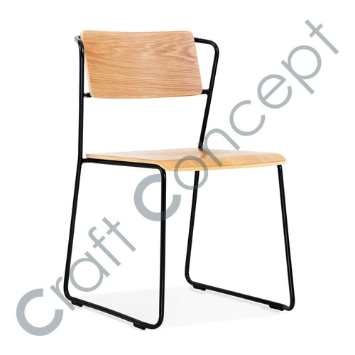 Tram Chair - Eco-Friendly Iron & Plywood, Matte Black Frame with Ash or Walnut Finish | Contemporary Design, No Assembly Required, Versatile Indoor Use