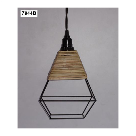 Jute Pendant Lamp Shade - Metal, 40-60 Watt Power Consumption | Black & Cream Modern Style