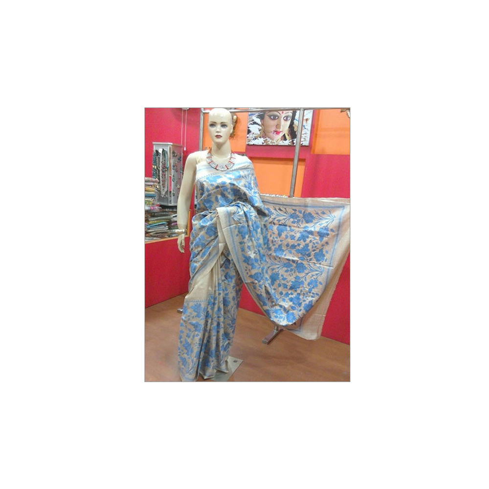 Kantha Stitch In Gachi Tussar With Blouse