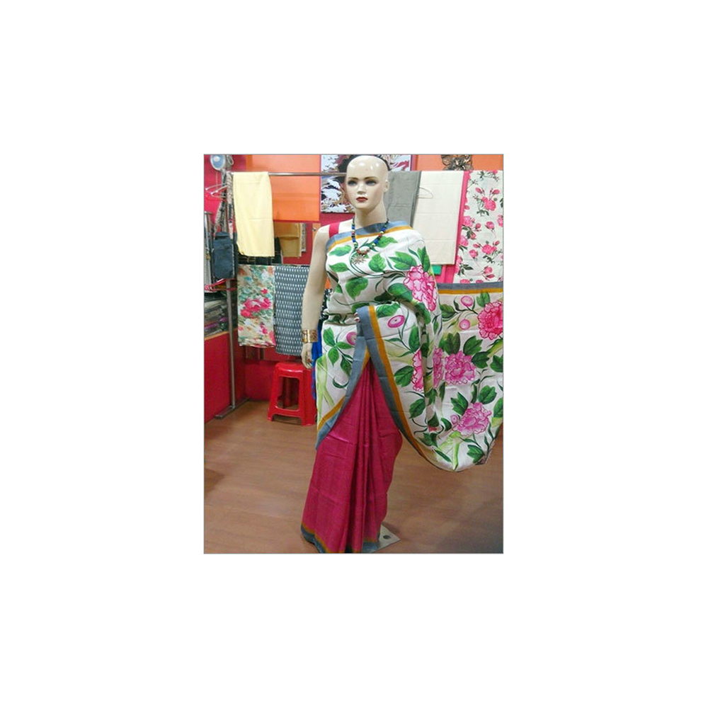 Acid Painting In Silk With Blouse
