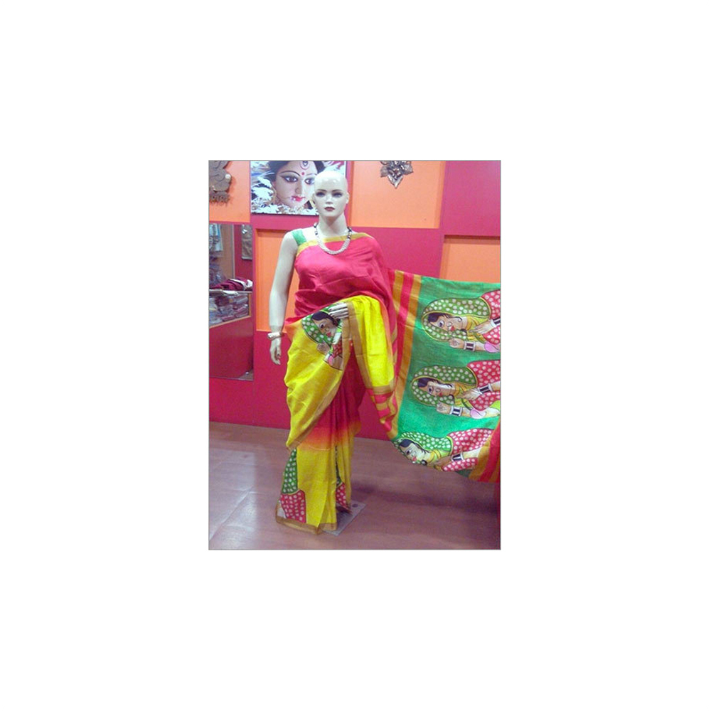 Acid Painting In Silk With Blouse