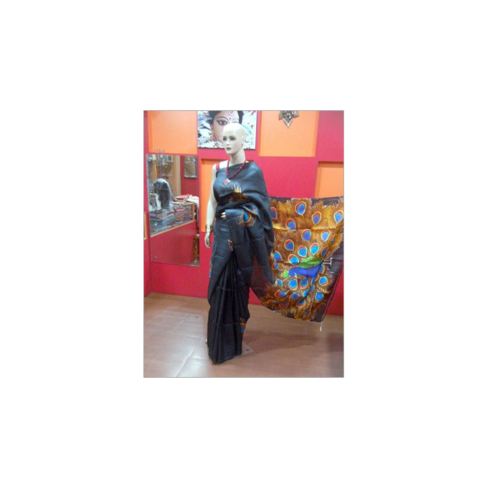 Acid Hand Painting In Silk With Blouse