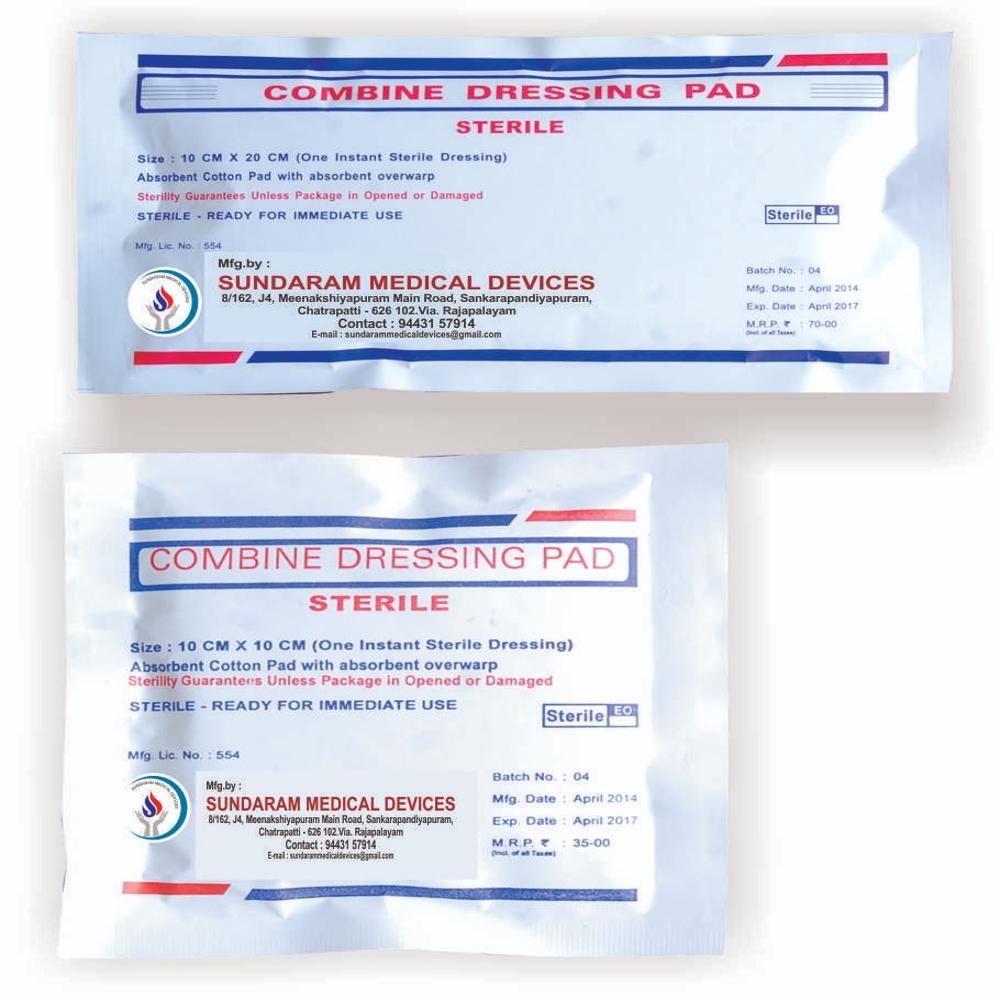 Combine Dressing Pad - 100% Cotton, Rectangle Shape | Sterile, Disposable, White Color