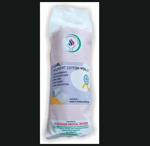 Absorbent Cotton Wool - 100% Combed Cotton, White Color, Rectangle Shape | Disposable, Rapidly Absorbs Water and Wound Exudates