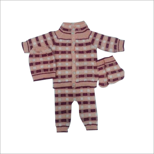 Baby Suit - Wool, 0-3 Months, Pink | Soft Fabric, Warmth, 4-Piece Complete Set, Round Neck