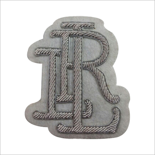 Hand Made Silver Thread Embroidered Badge