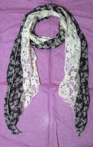 Printed Stole With Lace Scarves