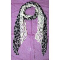 Printed Stole With Lace Scarves