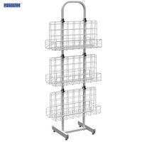 Wb-24 Magazine Display Stand - Crca Steel, 156cm X 39cm X 36cm | 6 Tiered Wired Buckets, Stylish Nickel Grey Finish