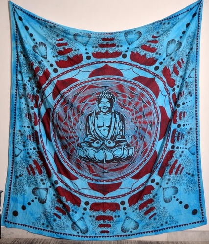 Indian Dark Blue Buddha Printed Wall Tapestries