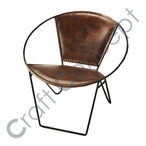 Xanthe Butterfly Chair - Genuine Leather & Iron Frame, Vintage Style in Brown with Eco-Friendly Design, No Assembly Required for Indoor Use