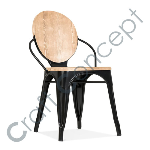 Black Wood & Metal Chair No Assembly Required
