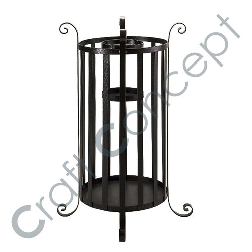 Black Metal Umbrella Stand - Eco-Friendly Iron Construction, Contemporary Indoor Furniture for Umbrella Storage and Prevention of Water Damage
