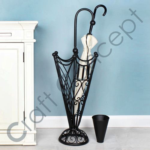 Black Metal Umbrella Stand - Iron Material, Contemporary Design, Eco-Friendly Finish | No Assembly Required, Perfect for Indoor Use