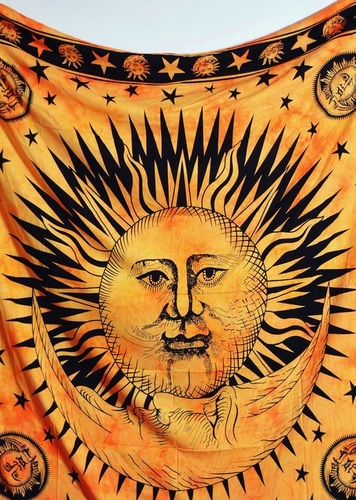 Sun Moon Printed Indian Wall Tapestry