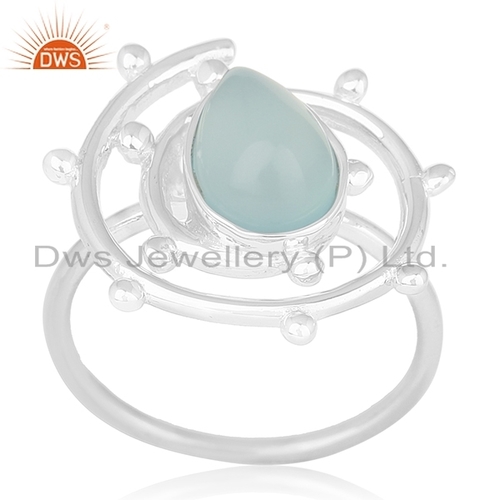 Aqua Chalcedony Fine Silver Ring Size: Us Size 4 To 10