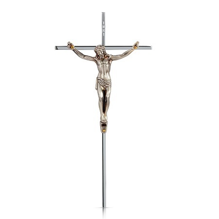 Crucifix - Solid Brass-Antique Silver Polished Cross