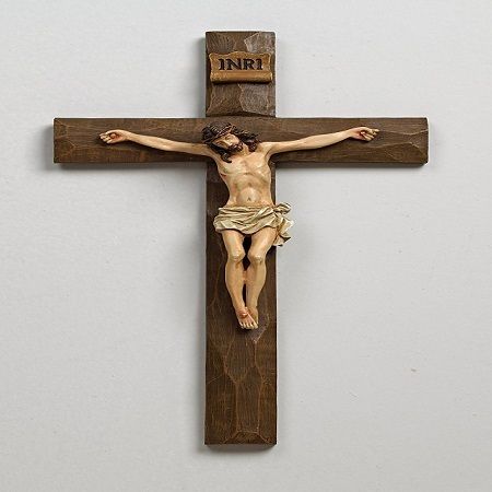 Inri Driftwood Texture Crucifix Wall Cross