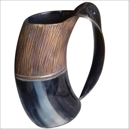 Horn Fancy Mugs - Horn Material, 3x6 Inch Size | Brown and Black Color, Normal Shape for Drinking