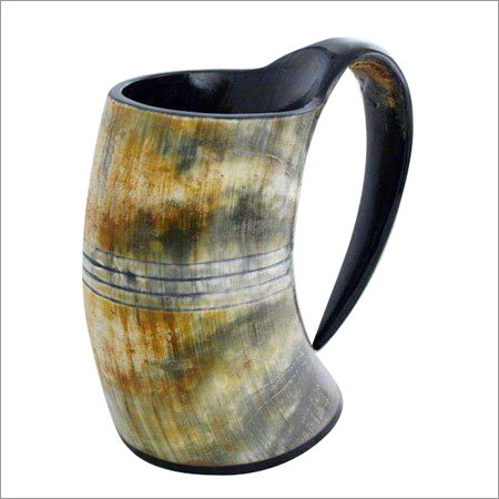 Horn Beer Mug - Horn Material, 4-7 Inch Size, Yellow, Grey and Black Colors | Classic Drinking Mug for Enjoying Beverages