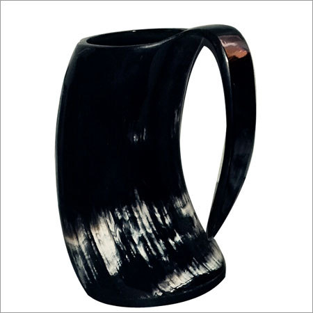 Drinking Horn Mugs - Horn Material, 4-7 Inch Size , Black and White Color, Normal Shape for Drinking Enjoyment