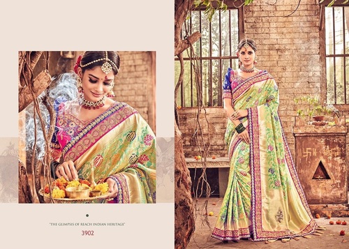 Green Tranditional Touch Pure Silk Designer Saree