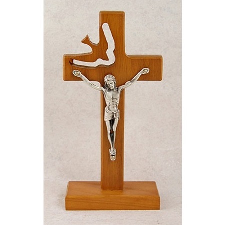 Holy Spirit Walnut Crucifix - 6 inches
